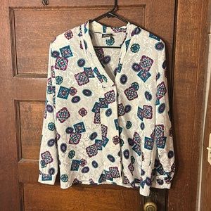 Vintage Pyke '80s Button Down Blouse sz 10